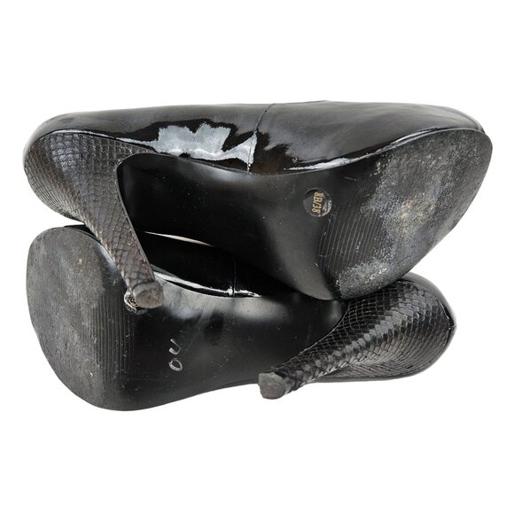 Jessica Simpson Heels Womens Size 8 Glossy Black Slip On Open Toe Stiletto - Picture 7 of 8